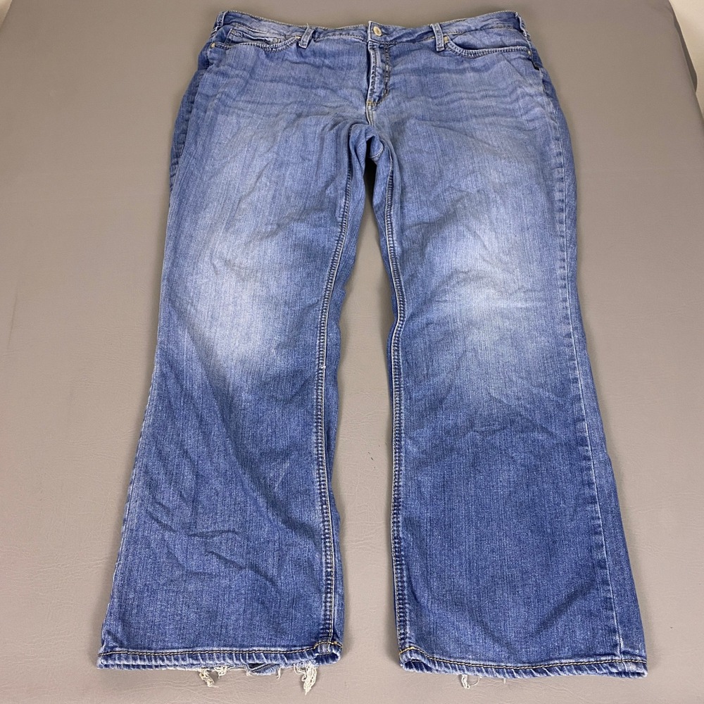 Silver Jeans Co Suki Bootcut Jeans Women's Plus Size 22W L32 Blue Denim Distress